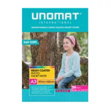 کاغذ چاپ عکس یونومات مدل لاستر 260g سایز A3 بسته 20 عددی