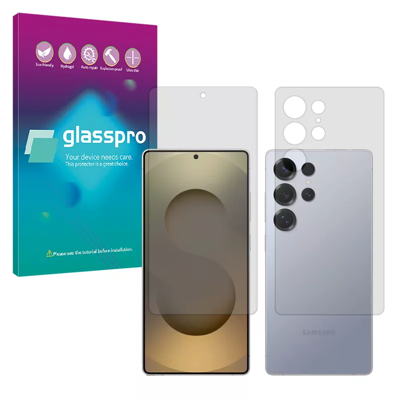 محافظ صفحه نمایش شفاف گلس پرو مدل Resistant مناسب برای گوشی موبایل سامسونگ Galaxy S25 Ultra به همراه محافظ پشت گوشی