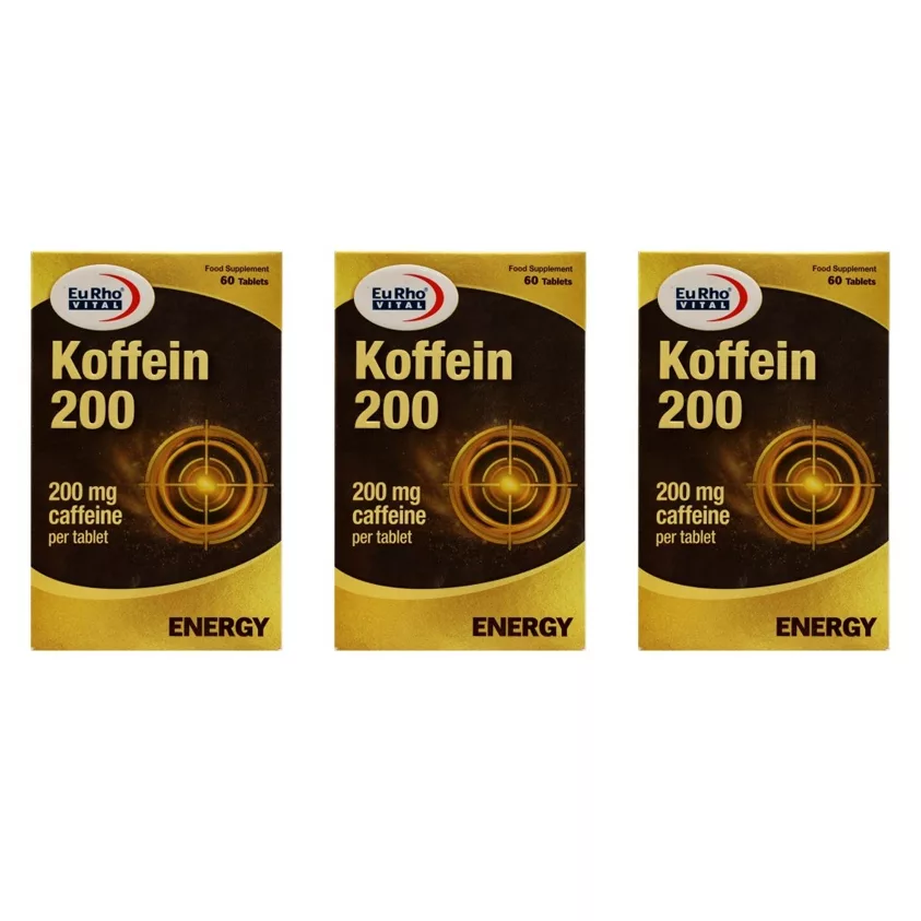 قرص کافئین یوروویتال 200 میلی گرم سه بسته 60 عددی