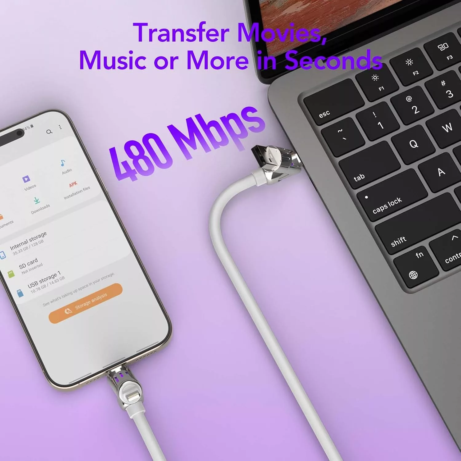 کابل تبدیل USB-C و USB-A / Lightning / USB سنتکس مدل C27 طول 1متر