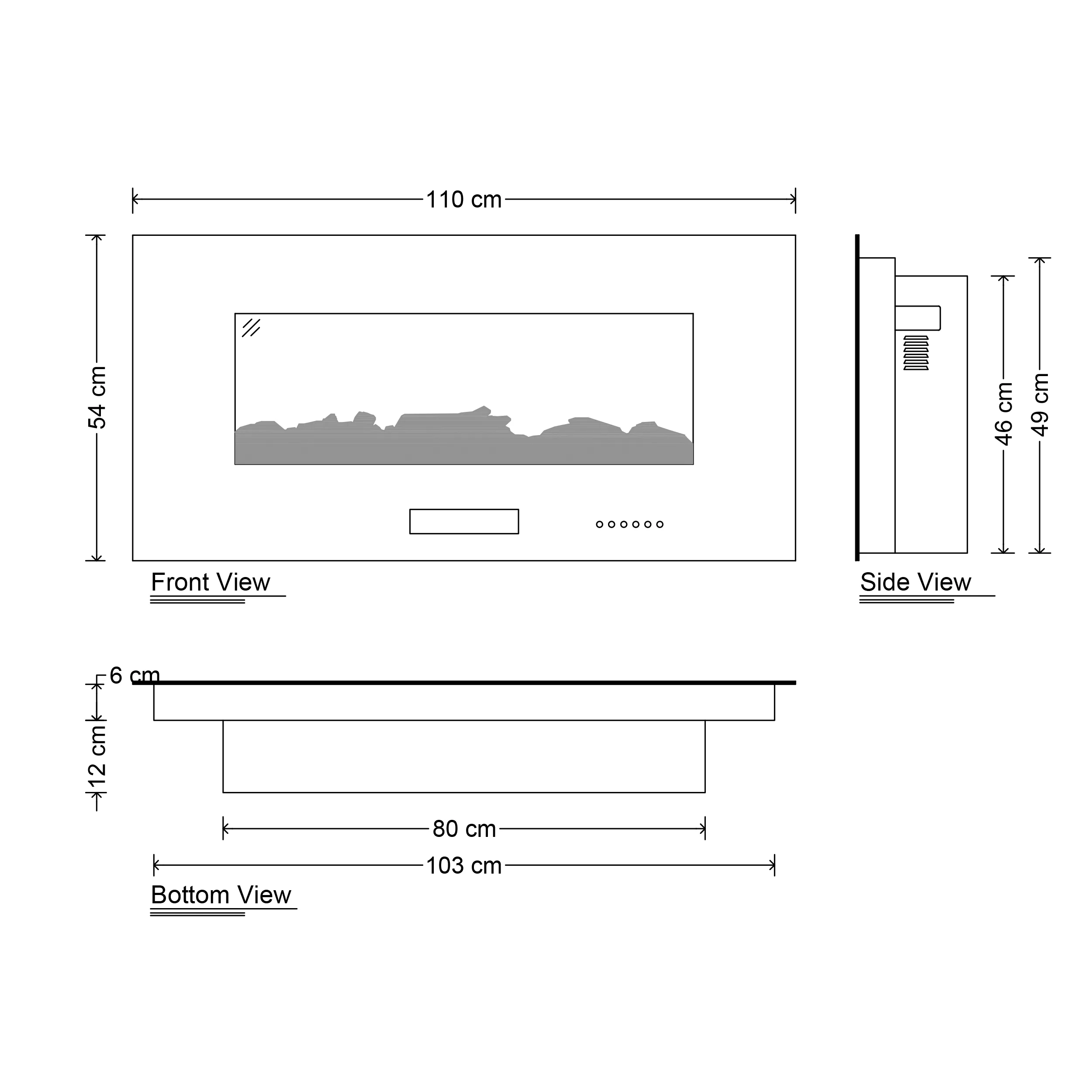 شومینه برقی اچ بی مدل HB-ID6838-110