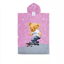 حوله پالتویی کودک پودایران مدل پانچو طرح تدی سایز 90