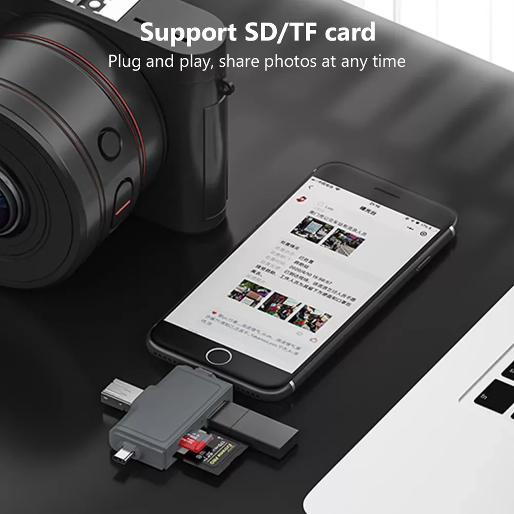 مبدل USB 3.0 OTG به USB-C/ MICROUSB/ لایتنینگ هارمن مدل CARDREADER PRO