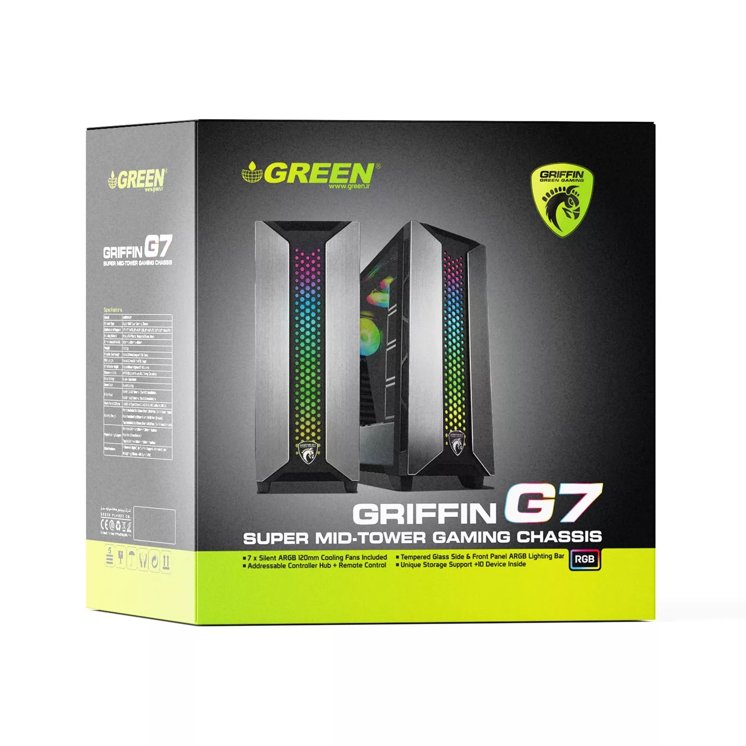 کیس کامپیوتر گیمینگ گرین مدل GRIFFIN G7