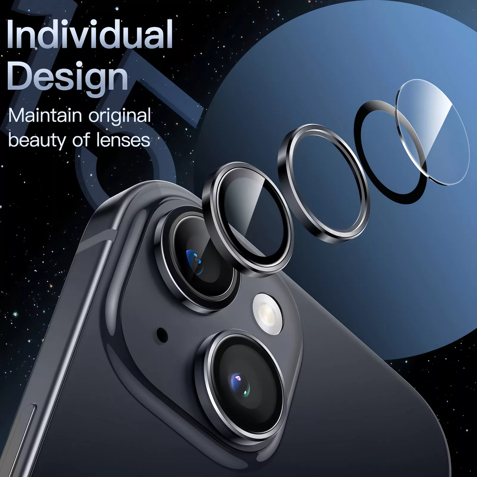 محافظ لنز دوربین چلیپا مدل Sapphire مناسب برای گوشی موبایل اپل iPhone 15