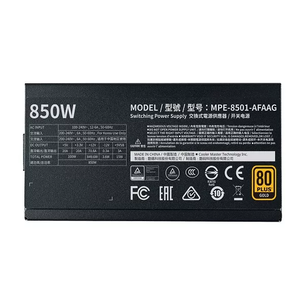 منبع تغذیه کامپیوتر کولر مستر مدل MWE GOLD 850 – V2 FULL MODULAR