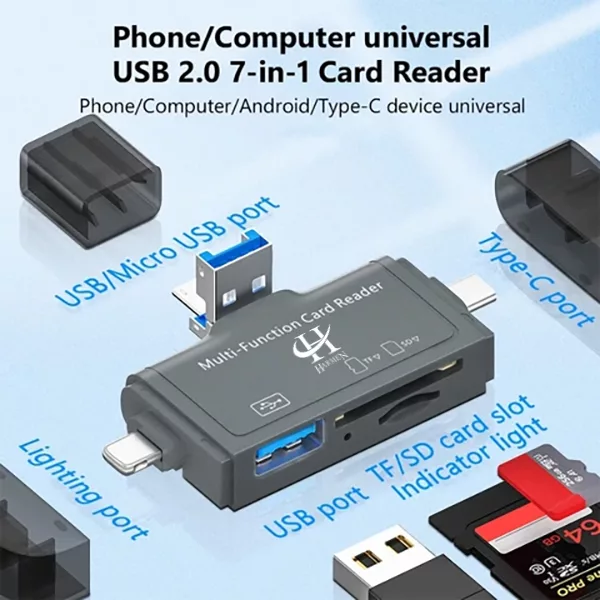 مبدل USB 3.0 OTG به USB-C/ MICROUSB/ لایتنینگ هارمن مدل CARDREADER PRO