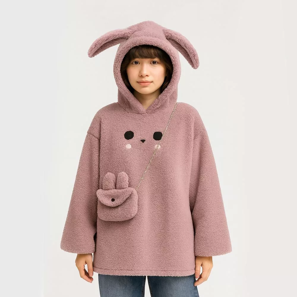 هودی زنانه مدل گوش دار به همراه کیف