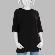 تونیک آستین بلند زنانه مدل کیمانو ابر و بادی نخی tm-2089 رنگ مشکی