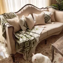 شال مبل و تخت مدل پانچدوزی سایز 142×175 سانتیمتر