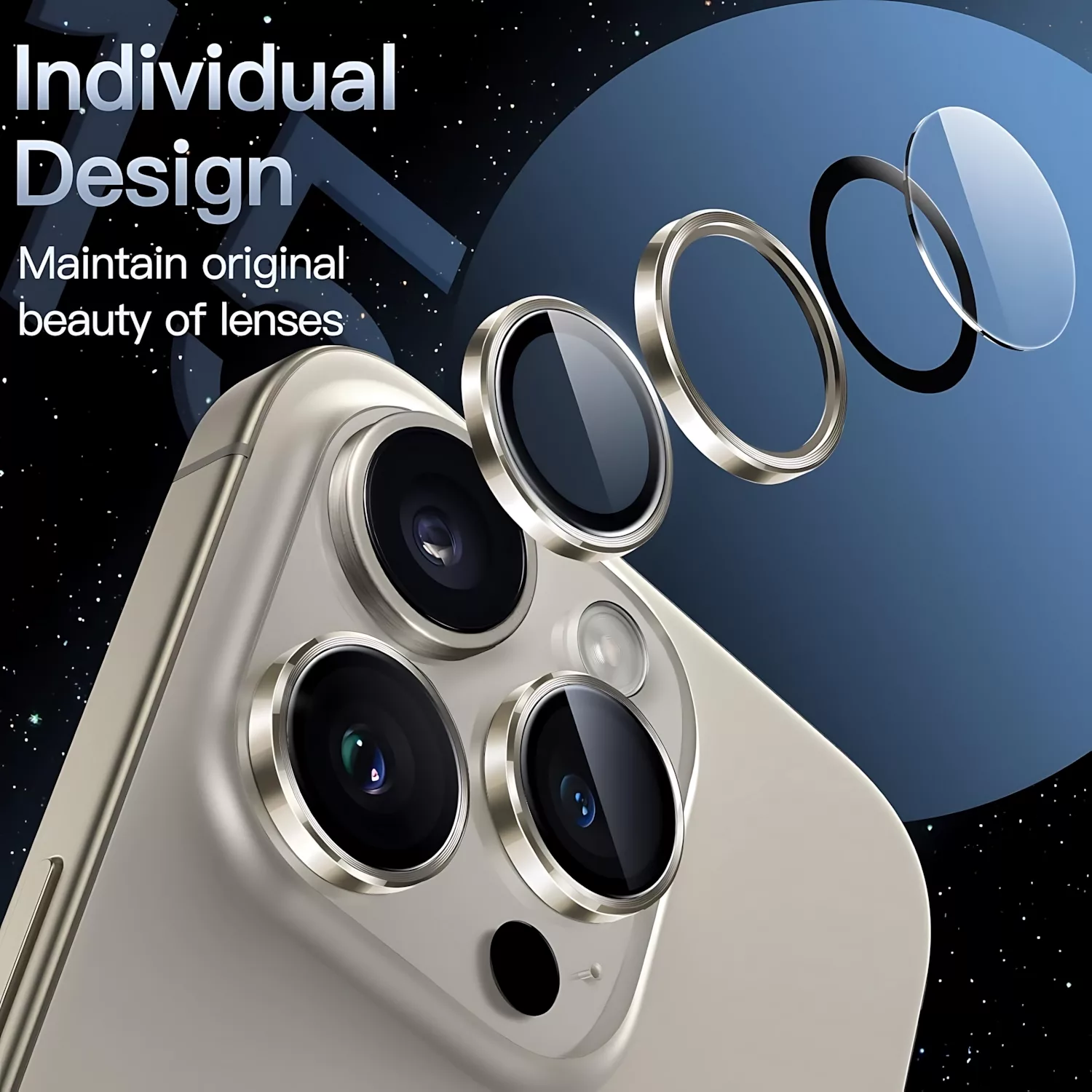 محافظ لنز دوربین شیشهای مک کوی مدل AF مناسب برای گوشی موبایل اپل iPhone 16 Pro