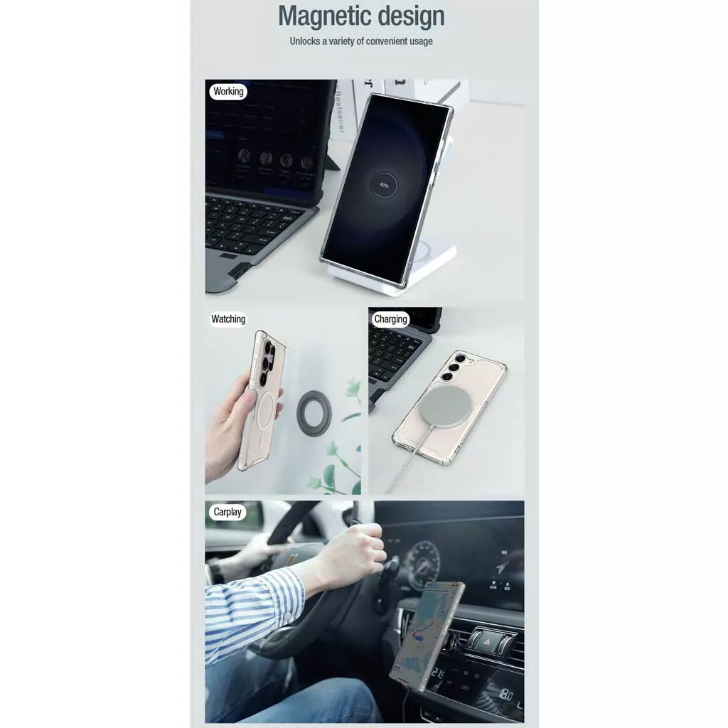 کاور نیلکین مدل Nature TPU Pro Magnetic مناسب برای گوشی موبایل سامسونگ Galaxy S24 Ultra