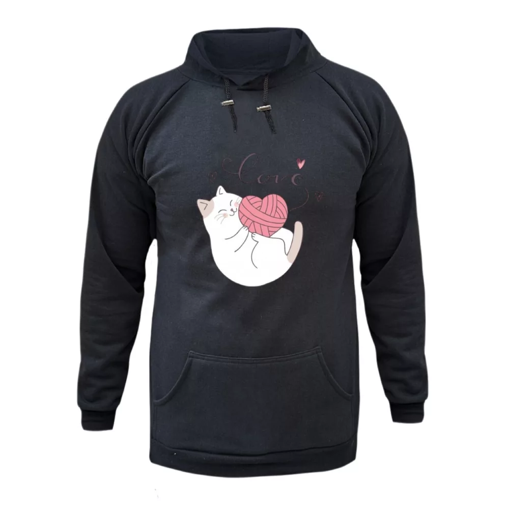 هودی زنانه مدل گربه کد ۱۹ رنگ ذغال سنگی