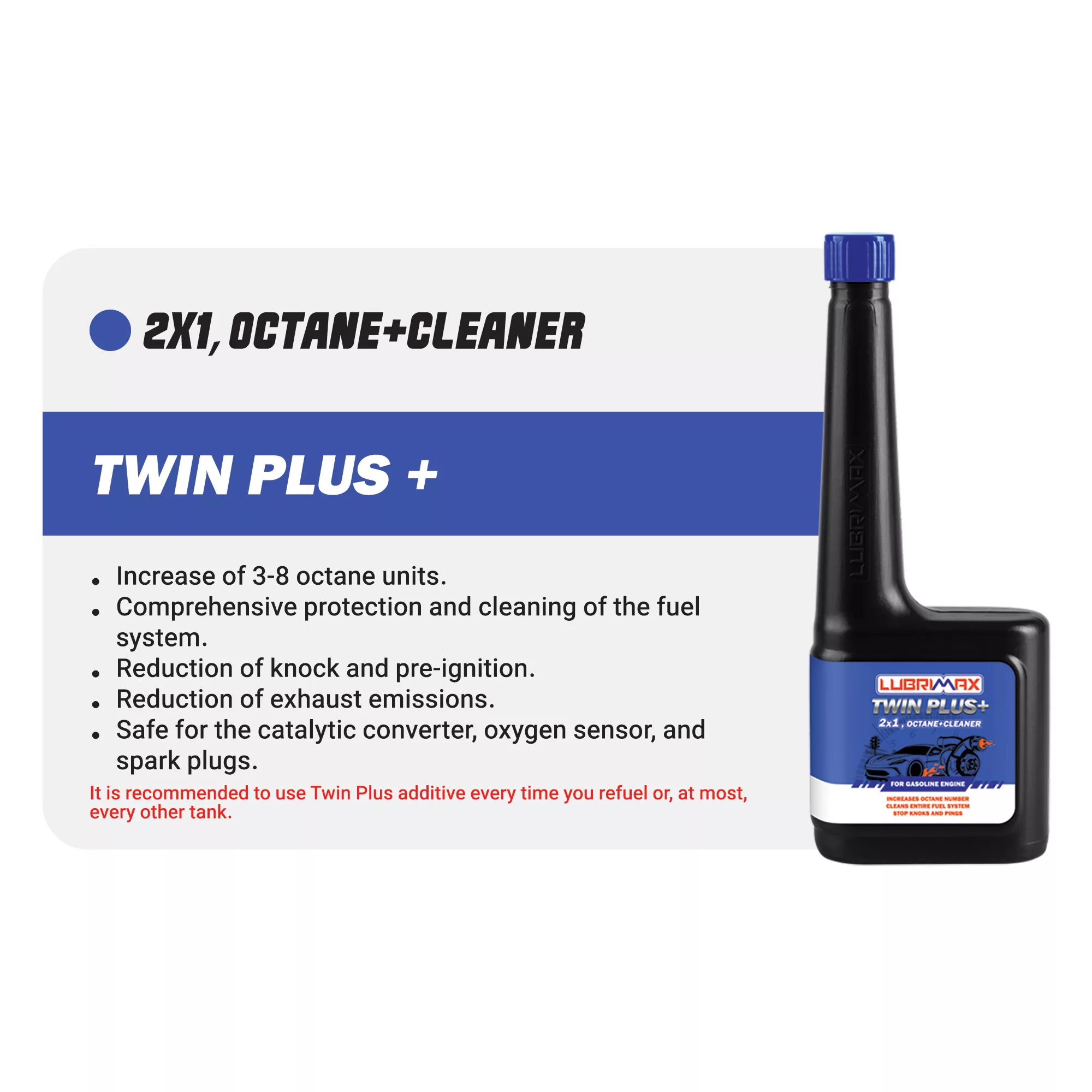 اکتان بوستر لوبریمکس مدل توئین پلاس (1x2) حجم 300 میلی لیتر بسته 5 عددی