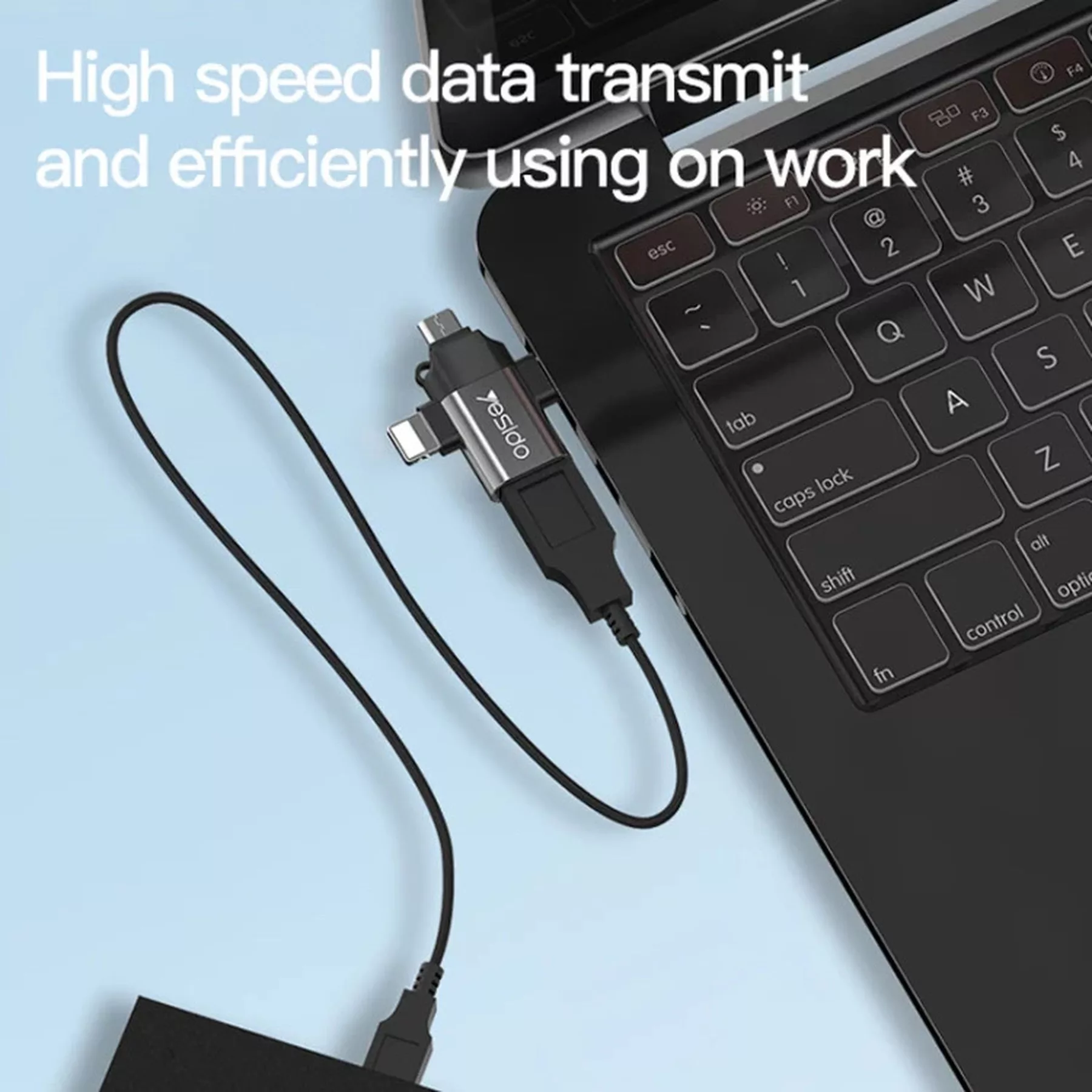 مبدل USB-C / MicroUSB / لایتنینگ OTG یسیدو مدل GS15