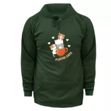 هودی زنانه مدل گربه های بازیگوش رنگ یشمی