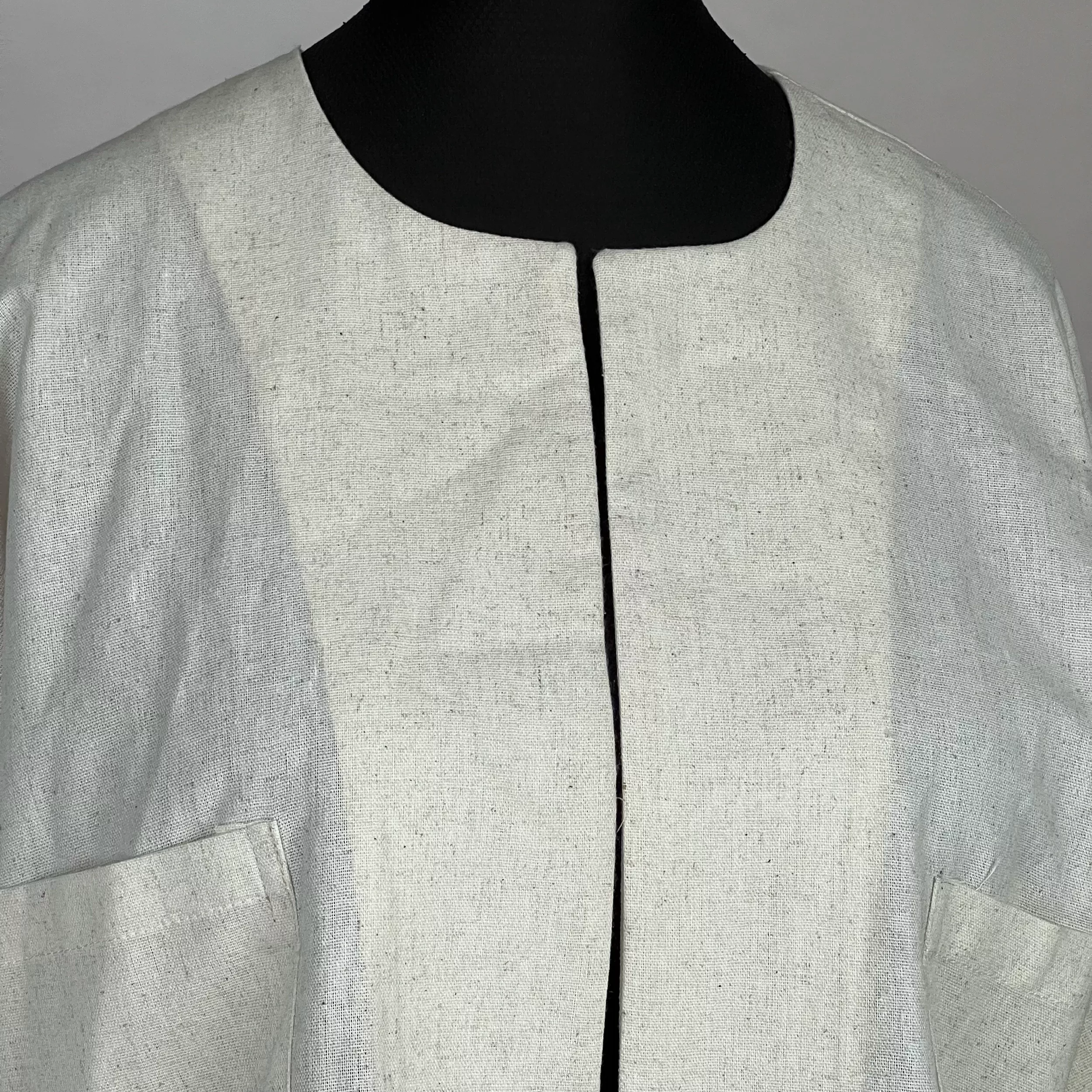 کت رسمی زنانه مدل لینن آستین فانوسی کلوش کد AK1319 رنگ کرم