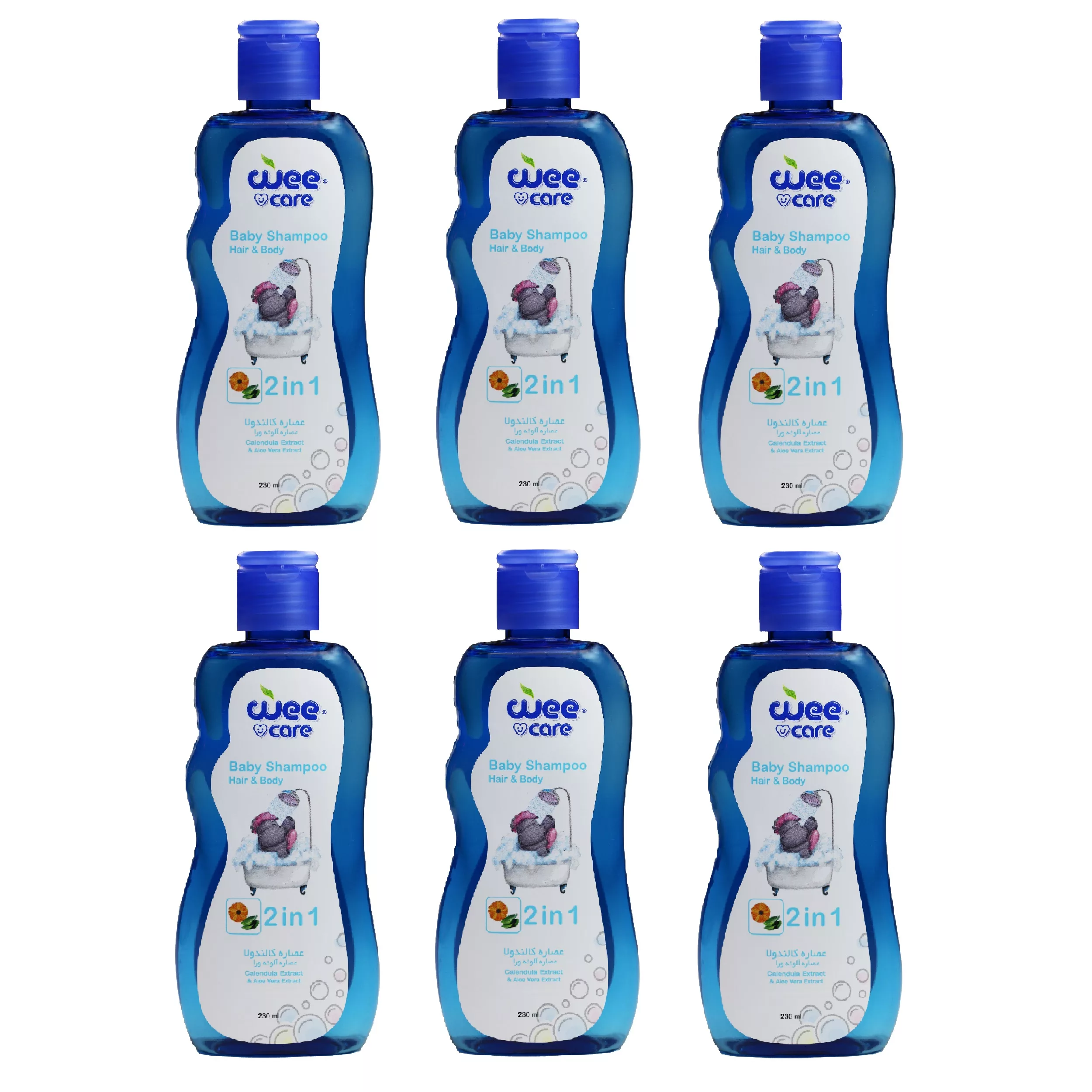 شامپو سر و بدن کودک وی کر مدل عصاره آلوئه ورا و عصاره کالندولا حجم 230 میلی لیتر بسته 6 عددی