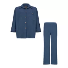 ست شومیز و شلوار رسمی زنانه السانا مدل 205705 رنگ آبی کاربنی