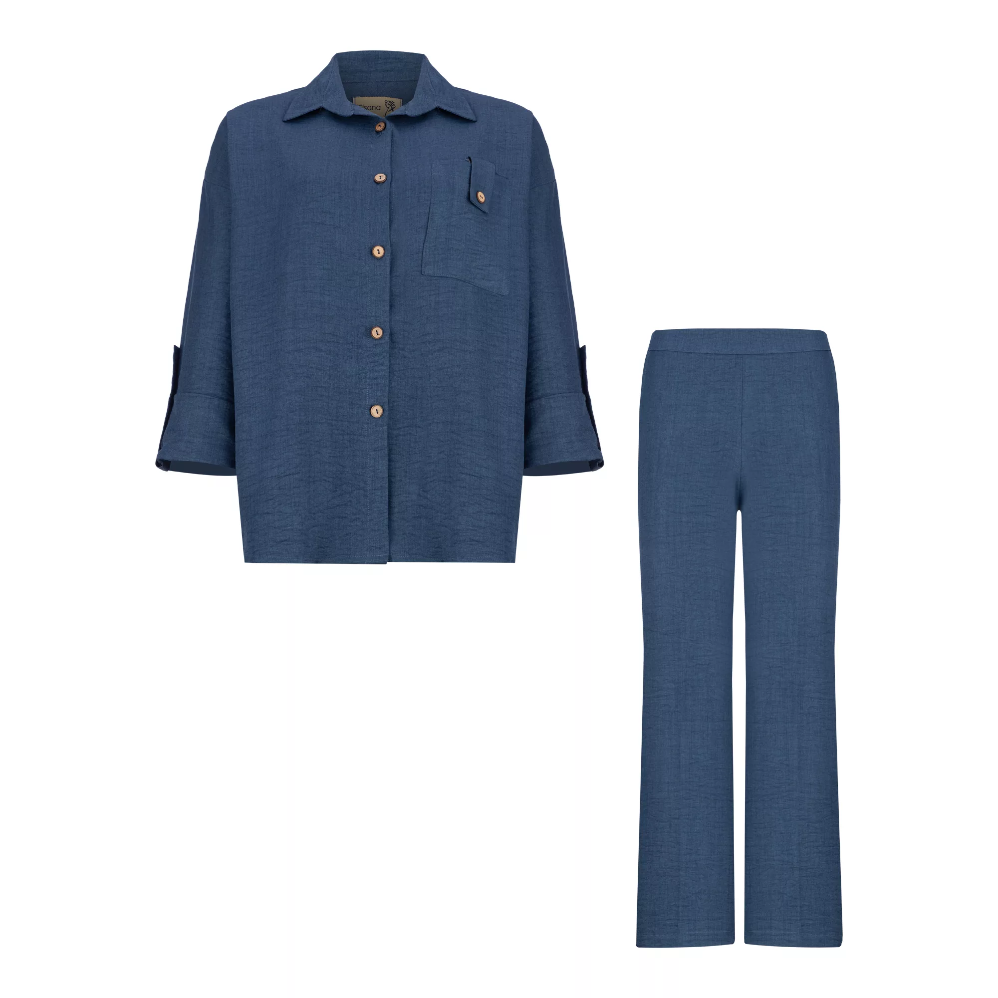 ست شومیز و شلوار رسمی زنانه السانا مدل 205705 رنگ آبی کاربنی