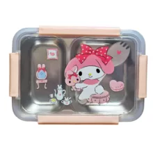 ظرف نگهدارنده غذا کودک مدل ملودی دو محفظه به همراه قاشق