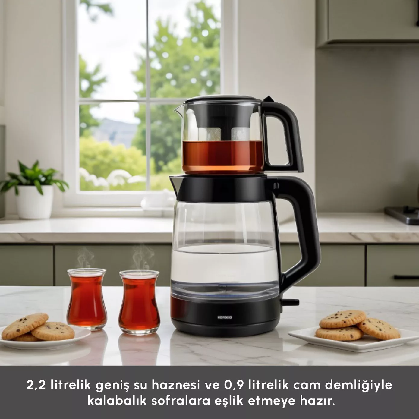 چای ساز روی هم کاراجا مدل Glass Tea XL