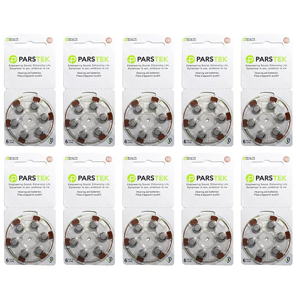 باتری سمعک پارس تک مدل شماره 312 بسته 60 عددی