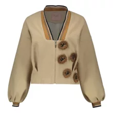 کت زنانه گره استایل مدل گل‌دار رنگ قهوه ای