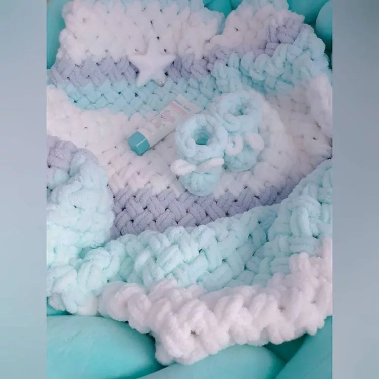 شال مبل وتخت طرح پافی سایز 100×90 سانتی متر