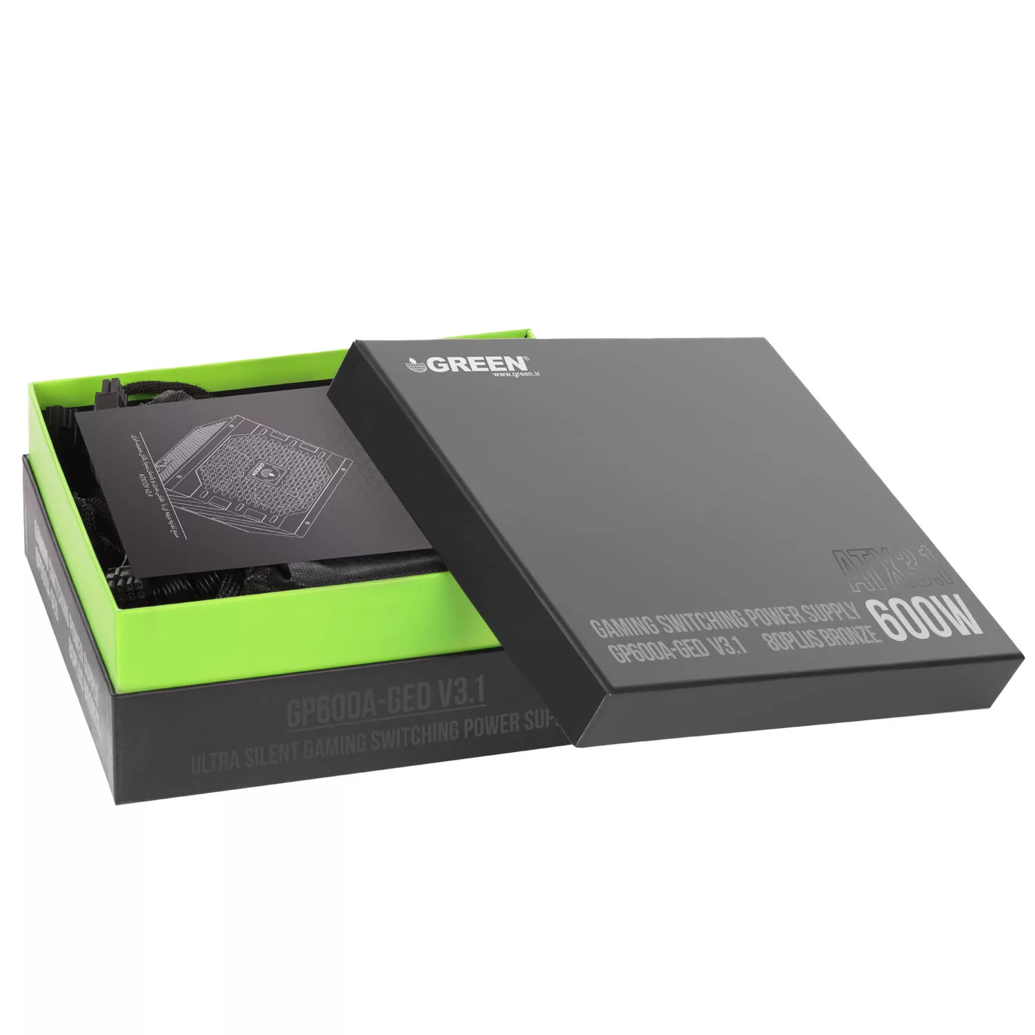 منبع تغذیه کامپیوتر 600W وات گرین مدل GP600A-GED V3.1 (ATX 3.1)