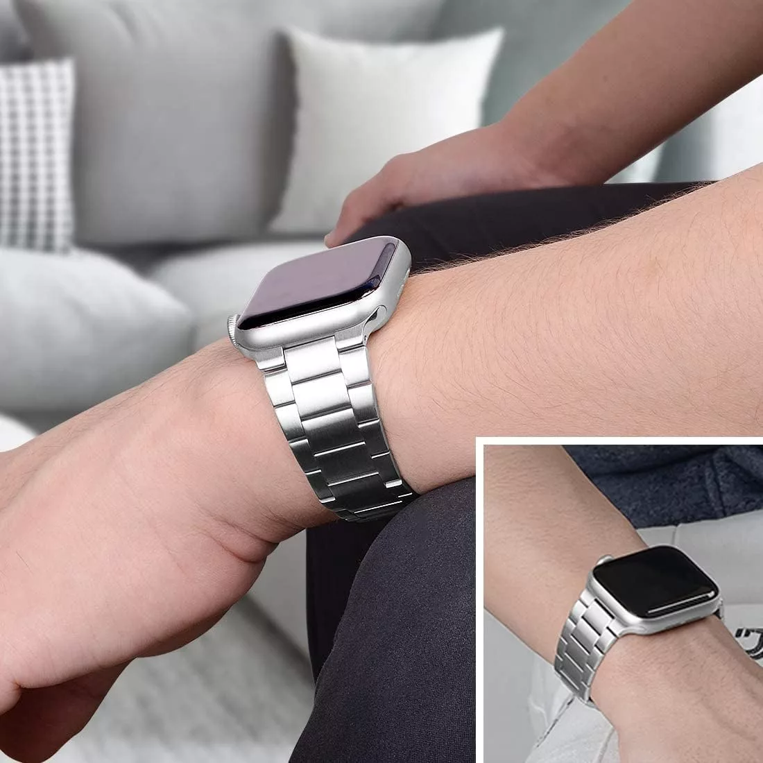 بند گوف مدل Stainless 5Bead مناسب برای اپل واچ Ultra 49mm