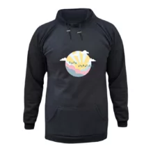 هودی زنانه مدل ارتعاش مثبت رنگ ذغال سنگی