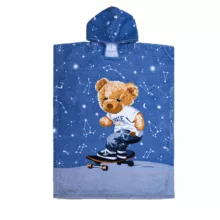 حوله پالتویی کودک پودایران مدل پانچو طرح تدی سایز 90