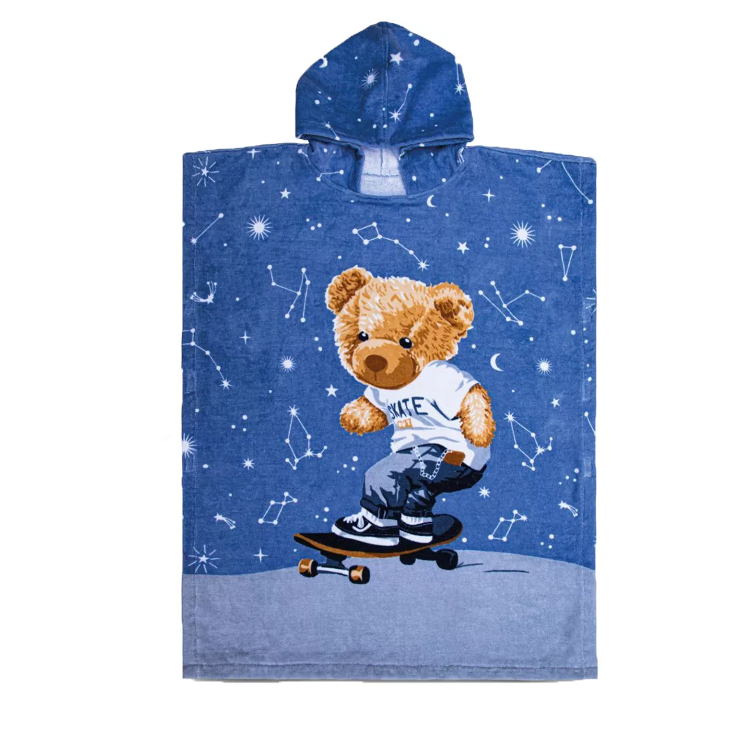 حوله پالتویی کودک پودایران مدل پانچو طرح تدی سایز 90