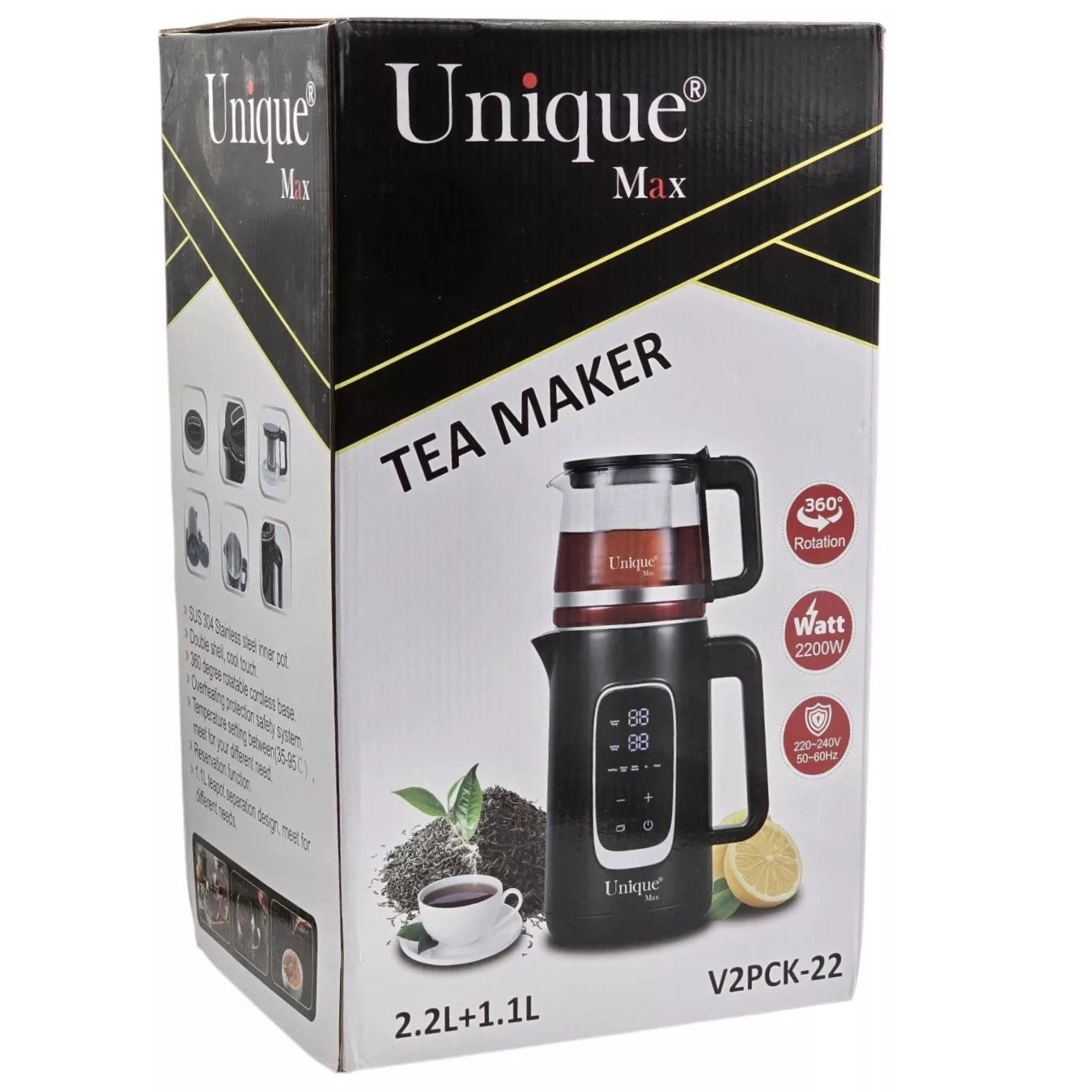 چای ساز روی هم یونیک مکس مدل V2PCK-22
