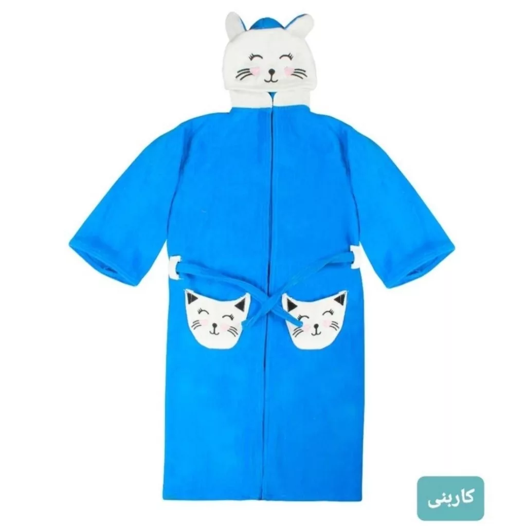 حوله پالتویی کودک طرح گربه ملوس سایز 70