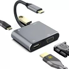 مبدل USB-C به HDMI / VGA / USB 3.0 / USB-C مدل HK-1CT4P