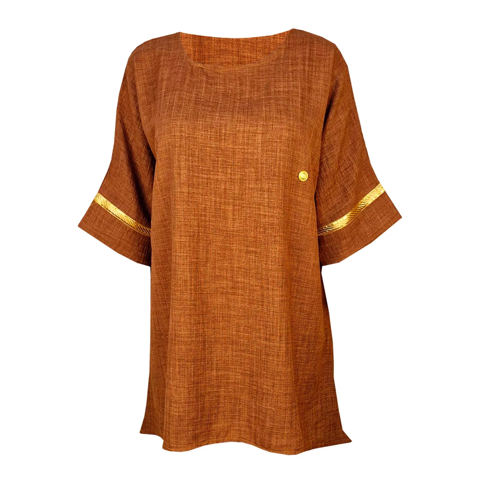 تونیک آستین سه ربع زنانه مدل شانتون  912 رنگ قهوه ای