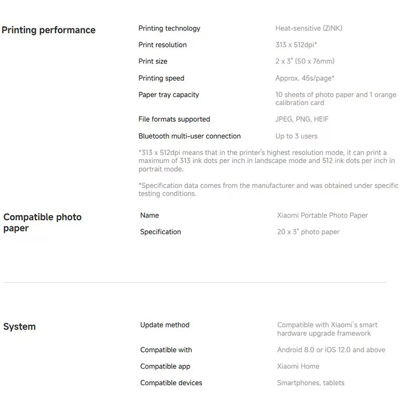 پرینتر چاپ عکس شیائومی مدل MJKDDYJ02HT