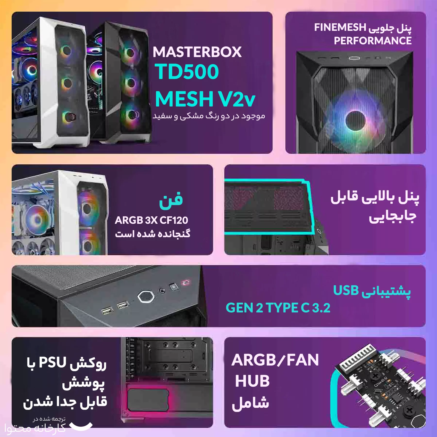 کیس کامپیوتر کولر مستر مدل MasterBox TD500 Mesh V2