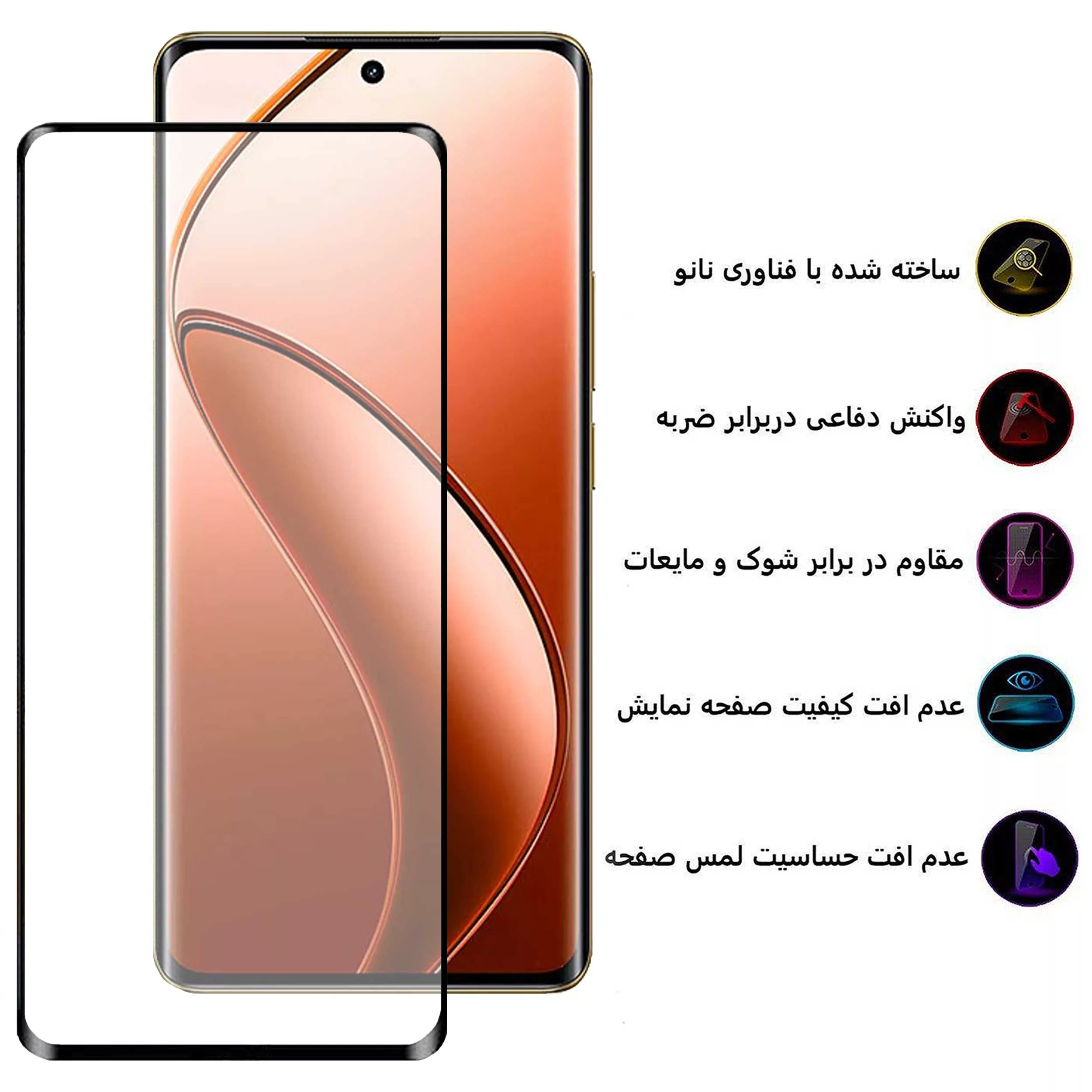محافظ صفحه نمایش بوف مدل FullGlue-Max مناسب برای گوشی موبایل ریلمی Realme 12 Pro Plus / 12 Pro / 12 Plus