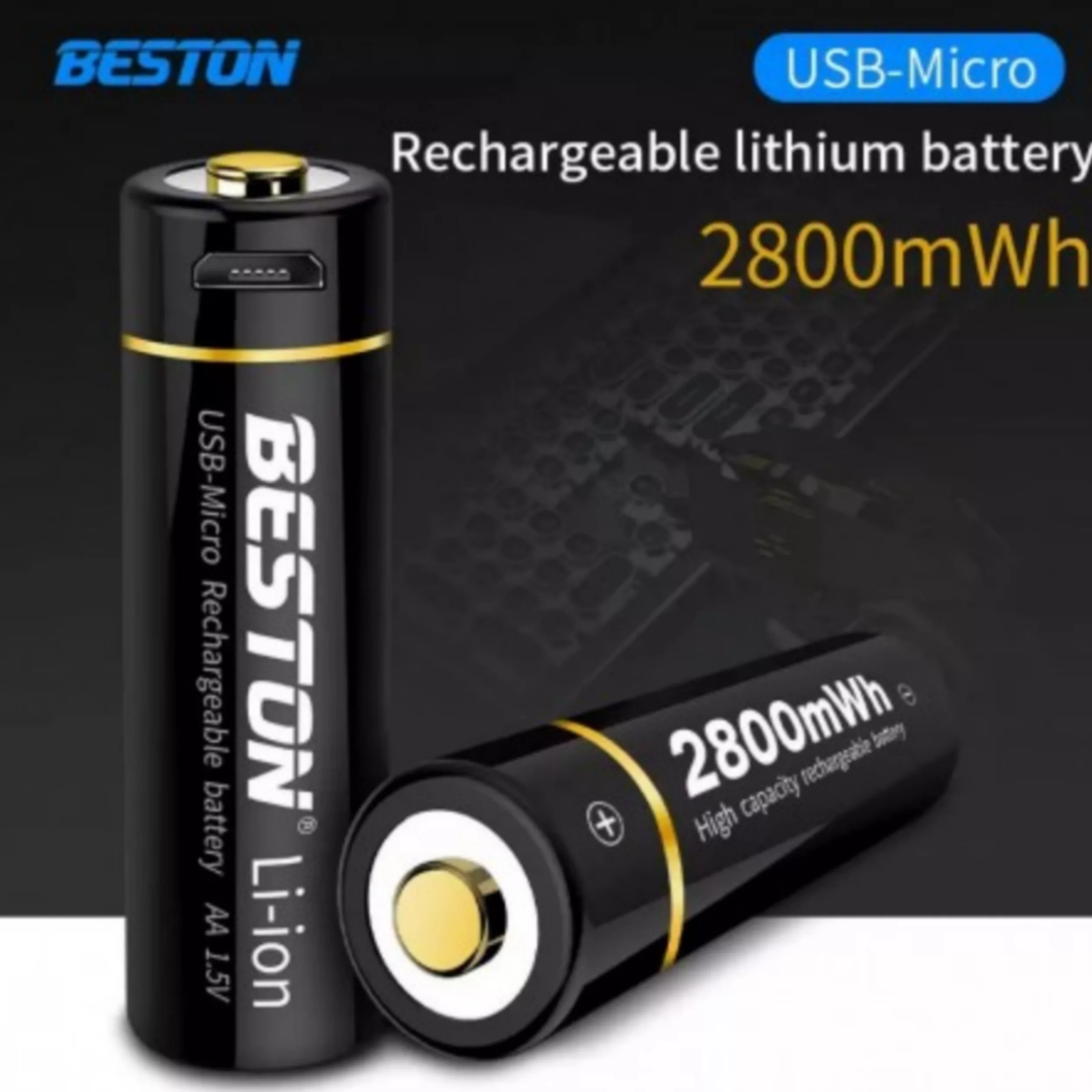 باتری قلمی قابل شارژ بستون مدل LION2800MAH کد میکرو USB بسته چهار عددی