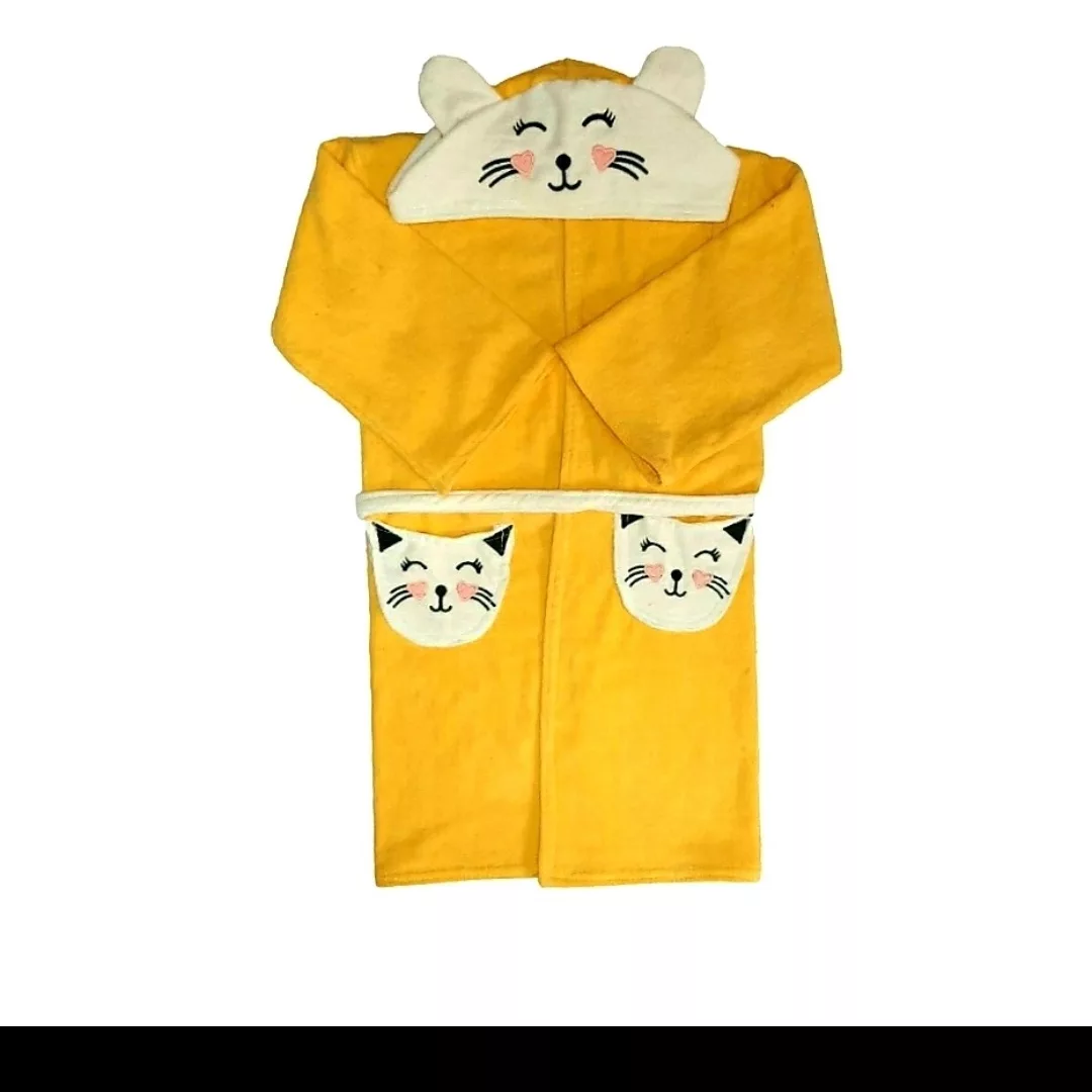 حوله پالتویی کودک طرح گربه ملوس سایز 70
