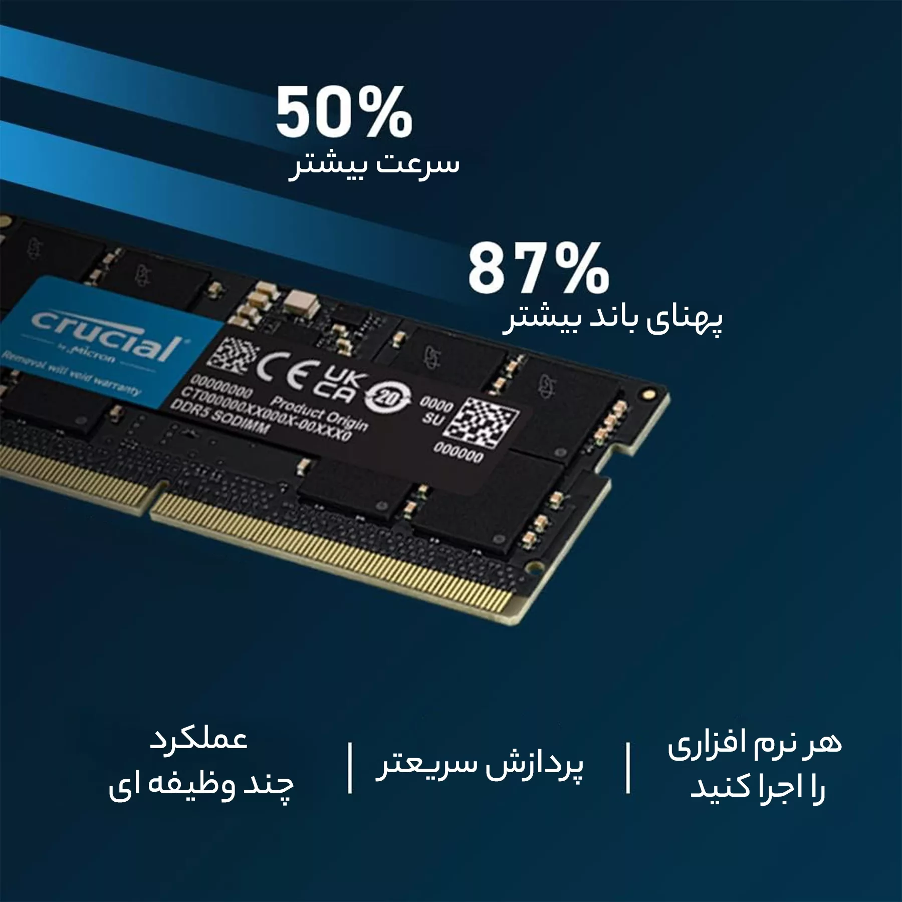 رم لپ تاپ DDR5 تک کاناله 4800 مگاهرتز CL40 کروشیال مدل CT16 ظرفیت 16 گیگابایت