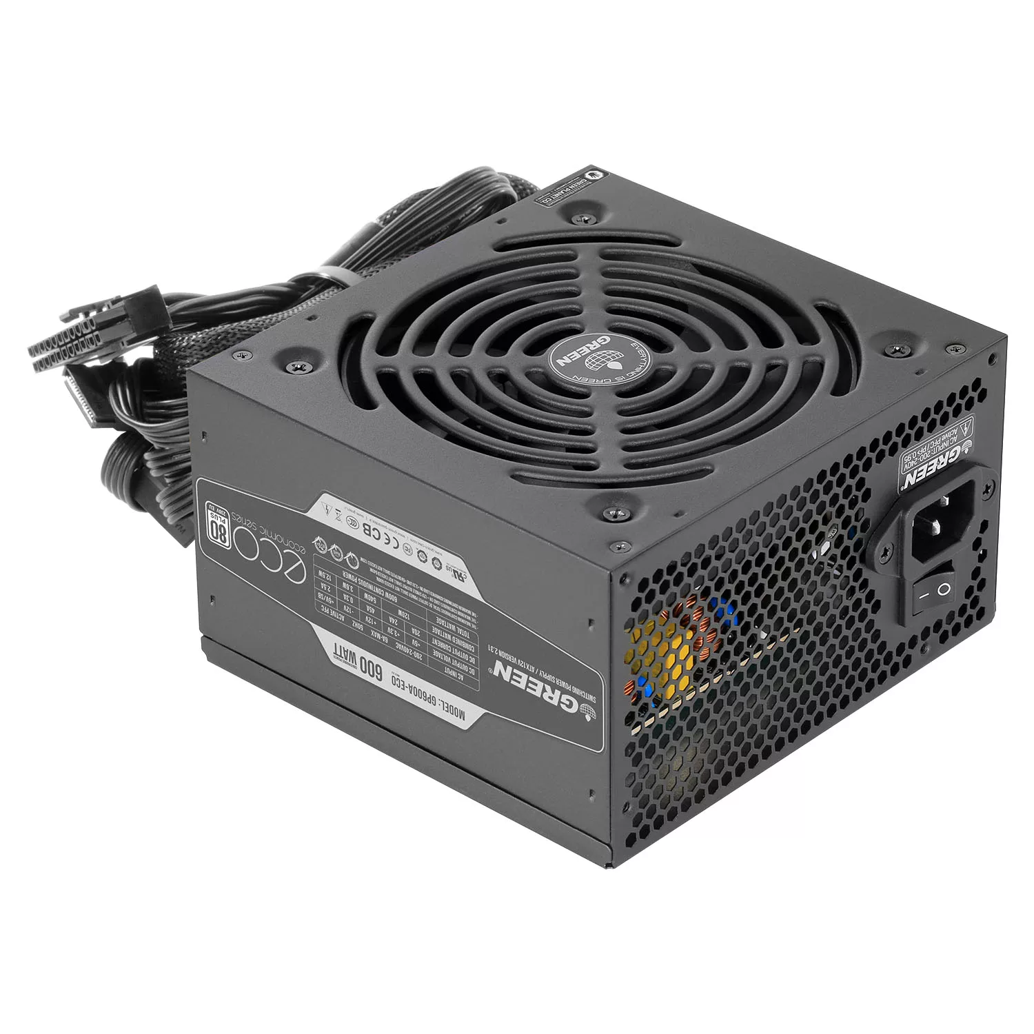 منبع تغذیه کامپیوتر گرین مدل GP600A-ECO Rev3.1