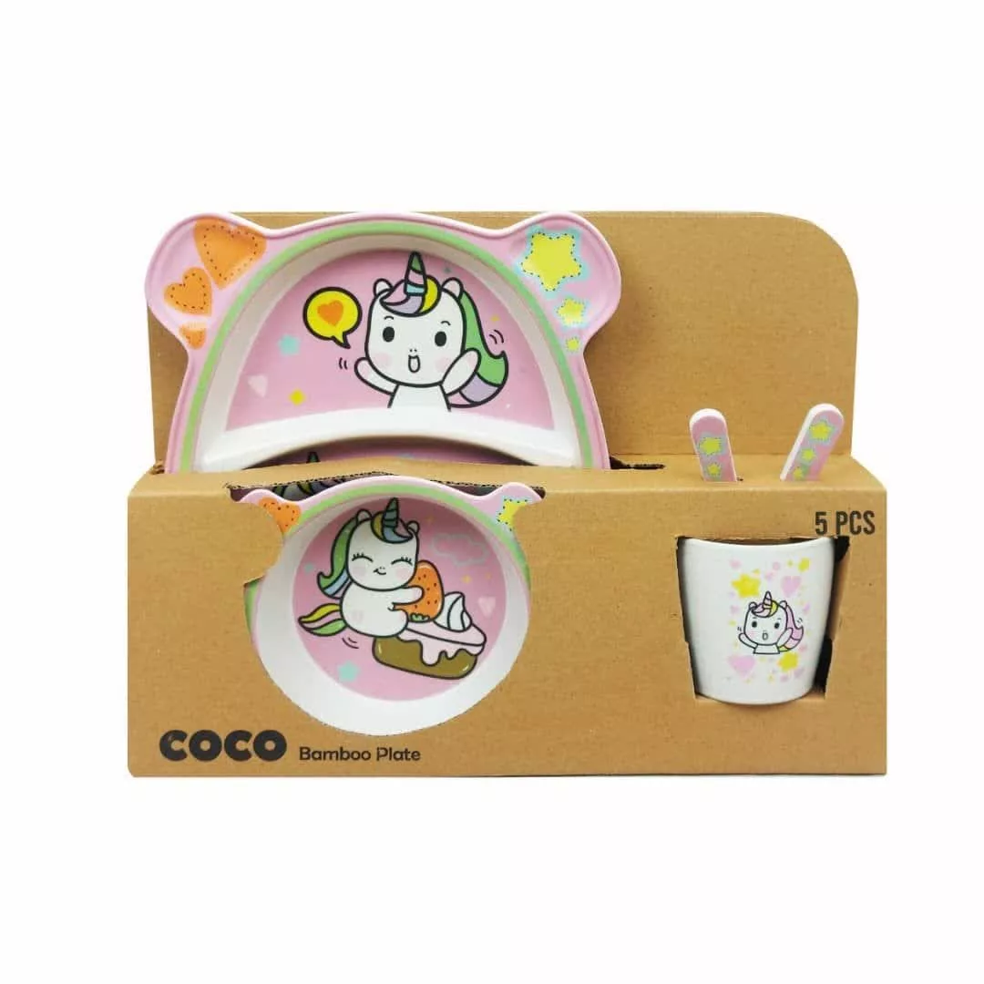 ظرف غذای 5 تکه کودک کوکو بامبو مدل یونیکورن تک شاخ