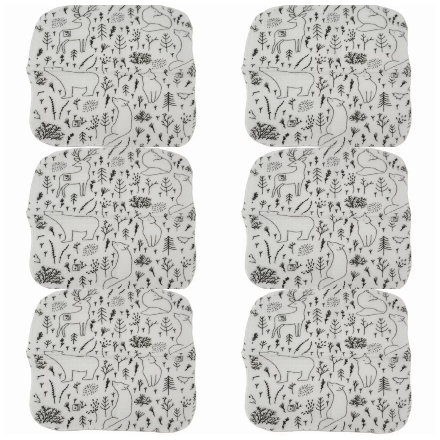 دستمال دست و صورت نوزاد بی بی بی مدل جنگل برفی مجموعه 6 عددی