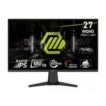 مانیتور گیمینگ 27 اینچ ام اس آی مدل MAG 275QF، رزولوشن WQHD، پنل Rapid IPS، نرخ بروزرسانی 180 هرتز، با نسبت تصویر 16:9، دارای پورت HDMI و DisplayPort و خروجی هدفون