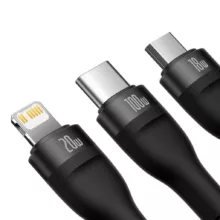 کابل تبدیل USB-C به USB-C / microUSB / لایتنینگ بیسوس مدل Flash Series II CB000004 100W طول 1.5 متر