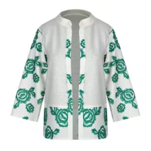 کت زنانه مدل لینن گل دار کد AK1262 رنگ سفید